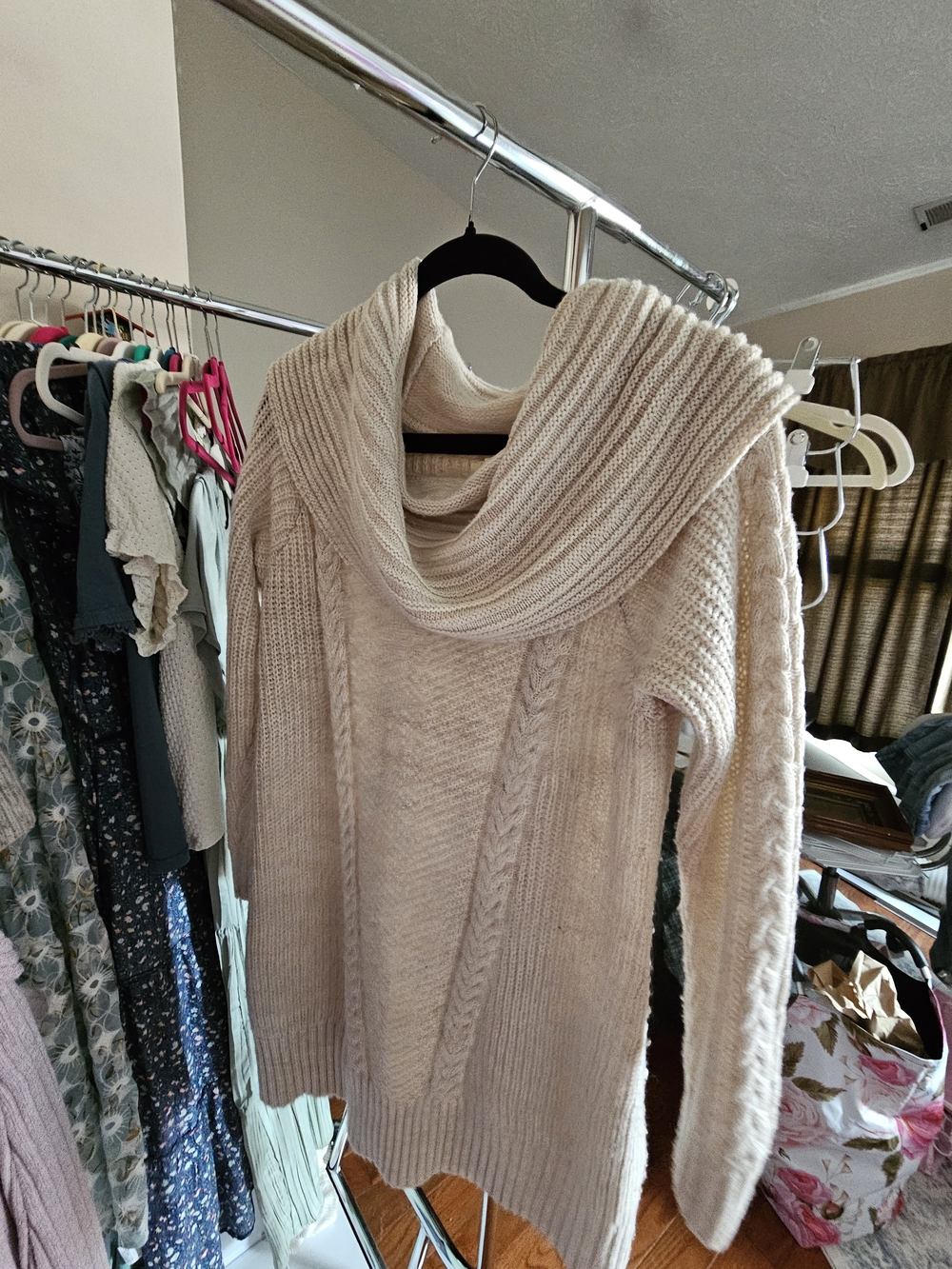 Maurices Cream Cable Knit Cowl Sweater
